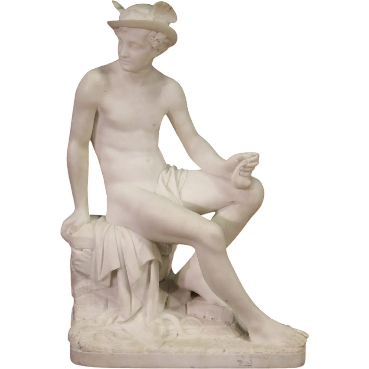 Mercury, Neoclassic Carrara marble sculpture, 19th century 11