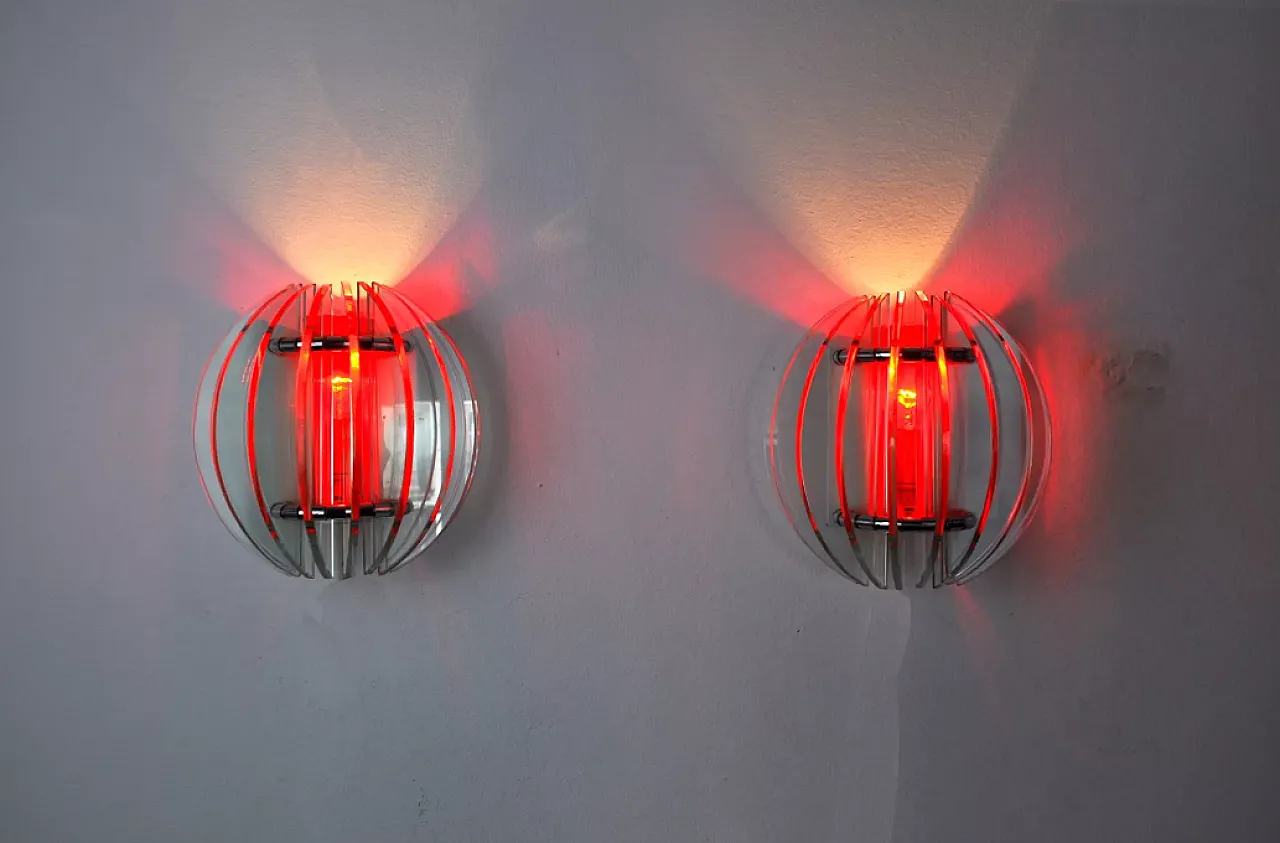 Pair of two-tone Veca wall lights, 1970s 3