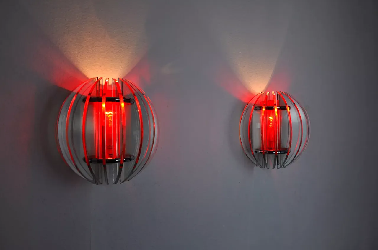 Pair of two-tone Veca wall lights, 1970s 5