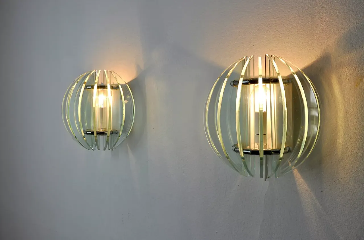 Pair of two-tone Veca wall lights, 1970s 6