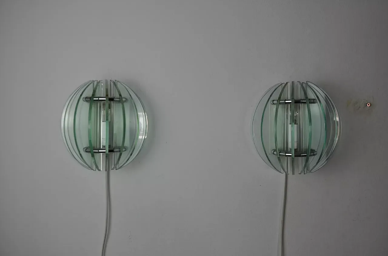 Pair of two-tone Veca wall lights, 1970s 7