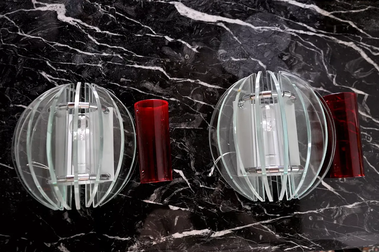 Pair of two-tone Veca wall lights, 1970s 8