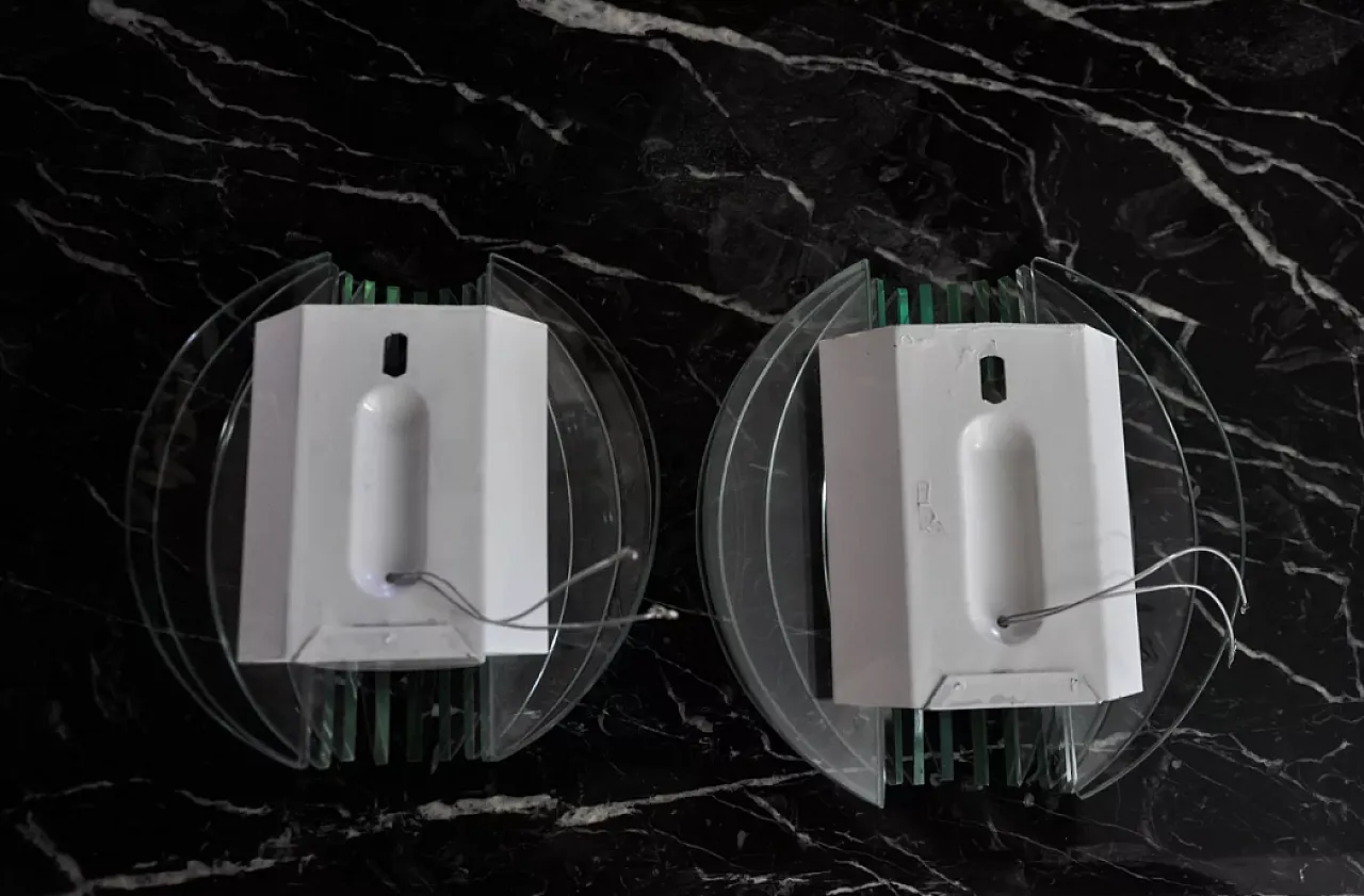 Pair of two-tone Veca wall lights, 1970s 9