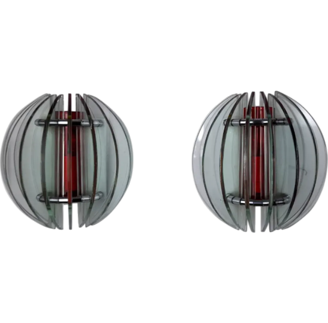 Pair of two-tone Veca wall lights, 1970s 10