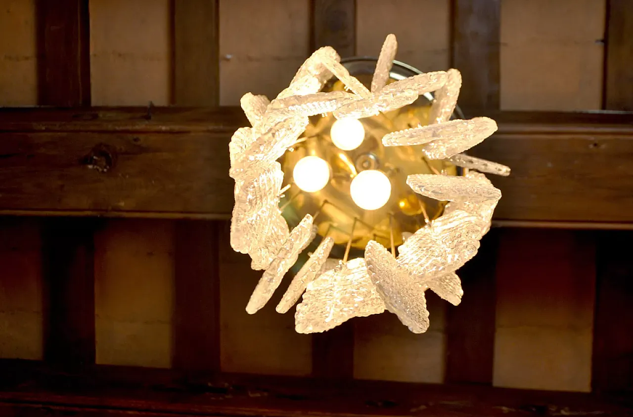 Leaves Murano glass chandelier by Mazzega, 1970s 5
