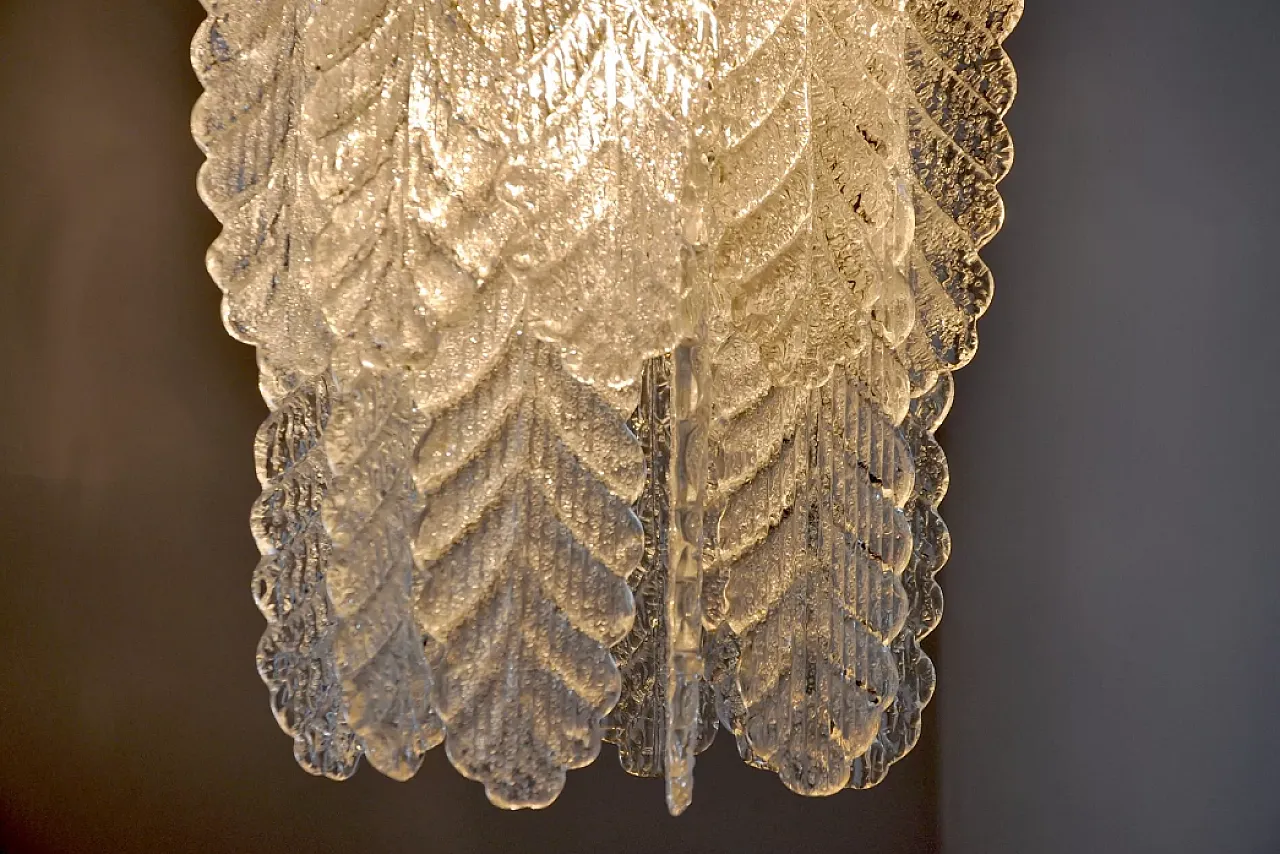Leaves Murano glass chandelier by Mazzega, 1970s 6