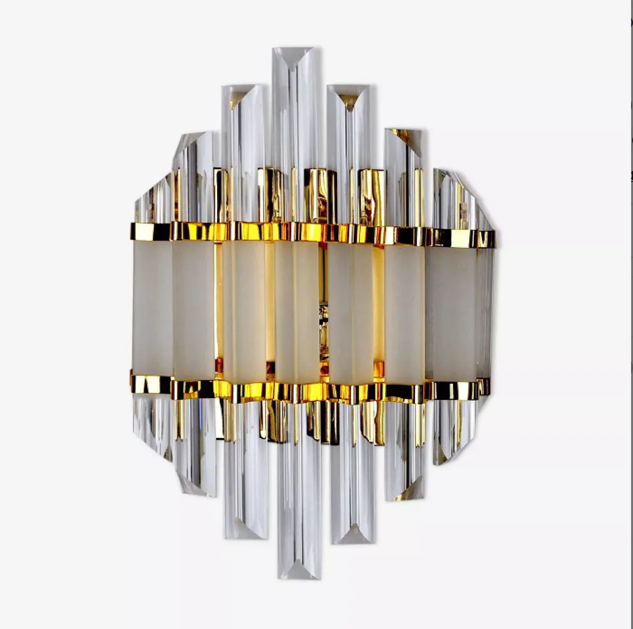 Applique in vetro di Murano e metallo dorato di Venini, anni '70 1