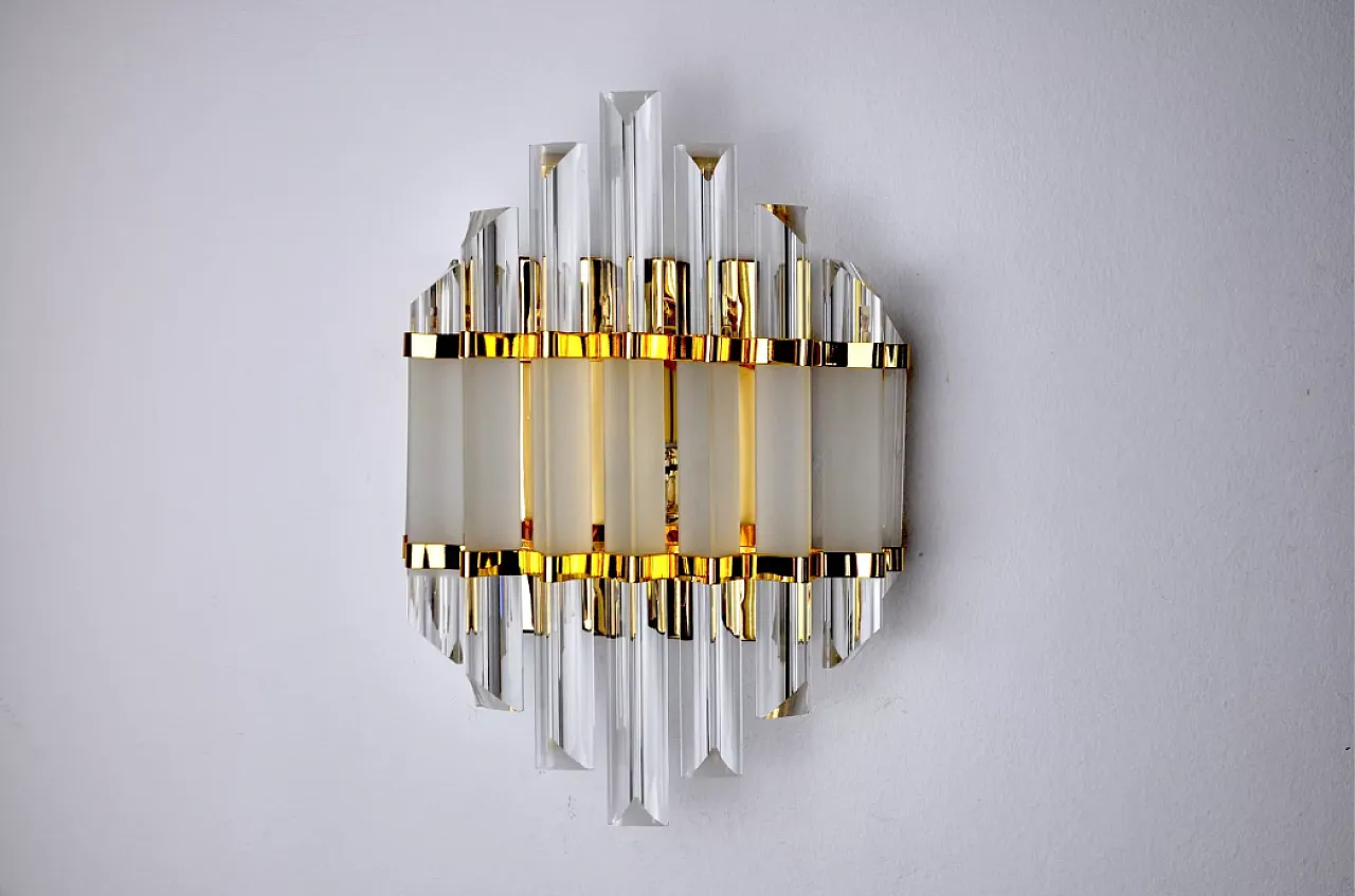 Applique in vetro di Murano e metallo dorato di Venini, anni '70 2