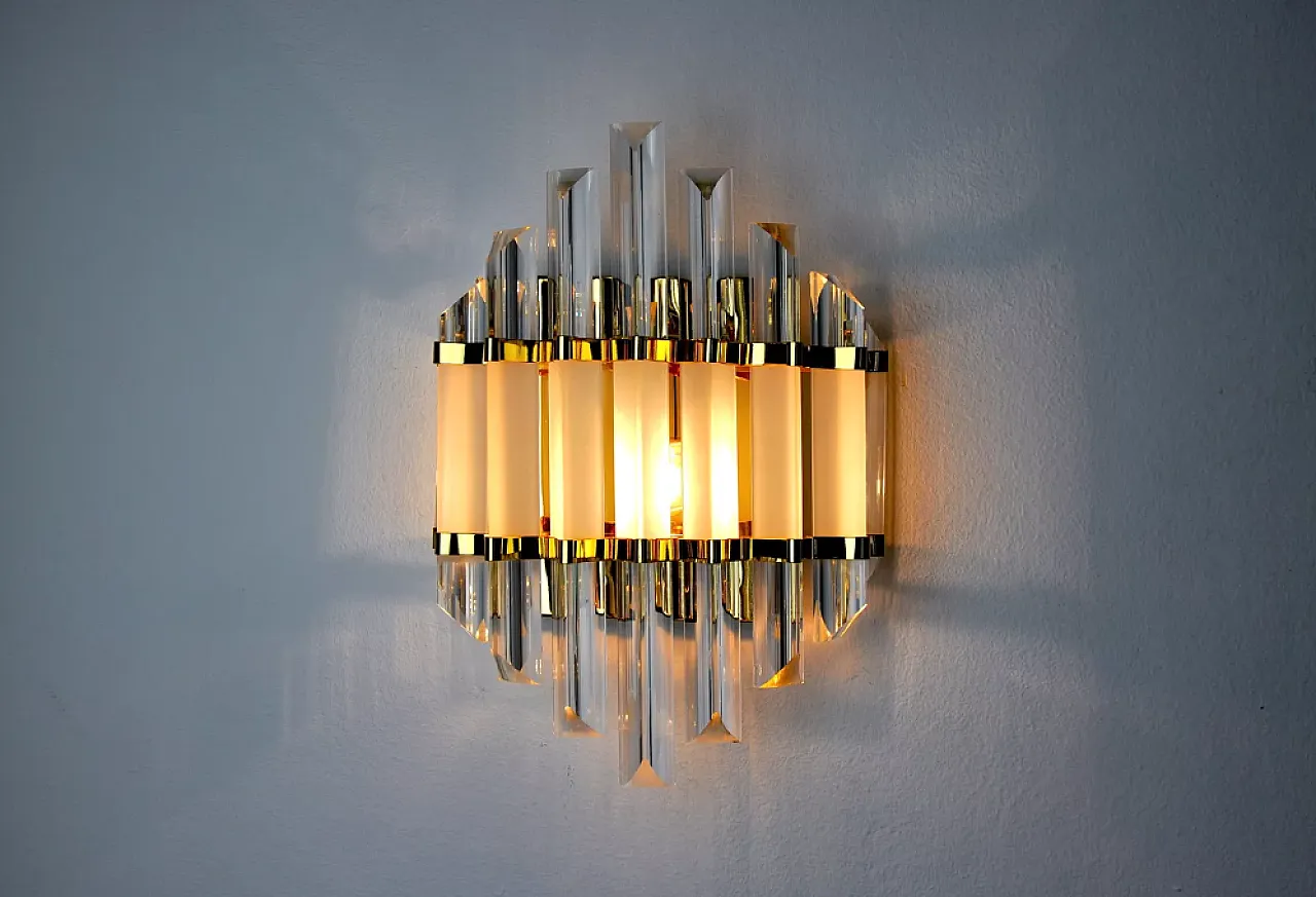 Applique in vetro di Murano e metallo dorato di Venini, anni '70 5