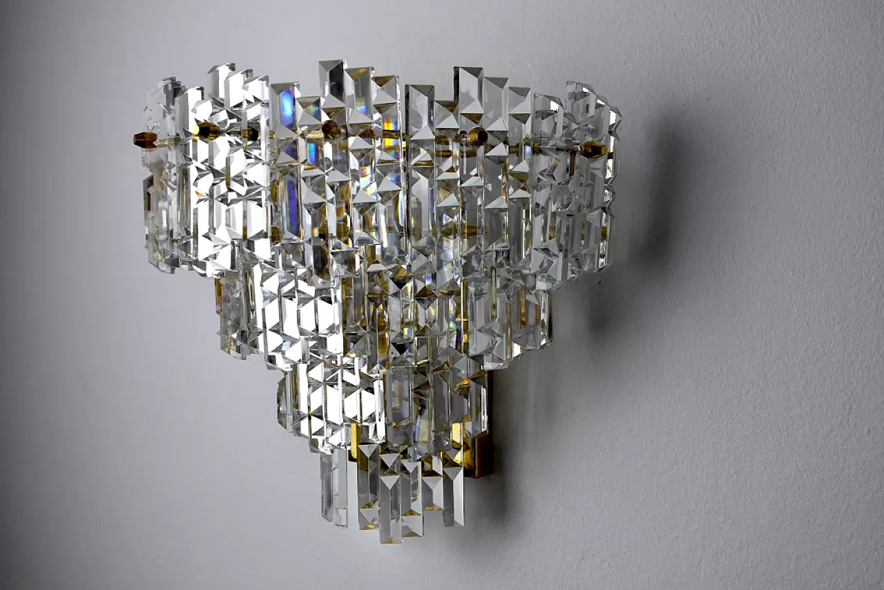 Applique Kinkeldey a 3 livelli in cristallo e metallo, anni '70 2