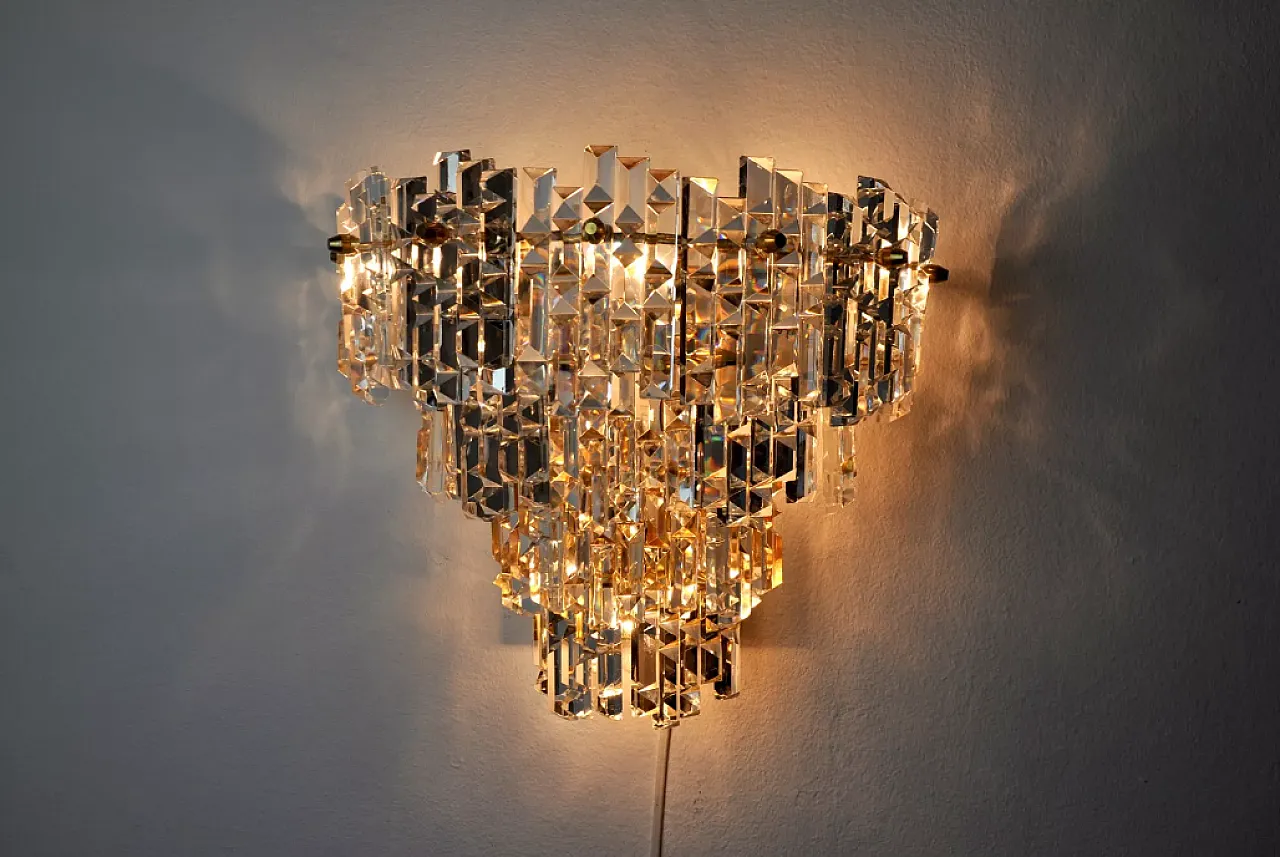 Applique Kinkeldey a 3 livelli in cristallo e metallo, anni '70 4