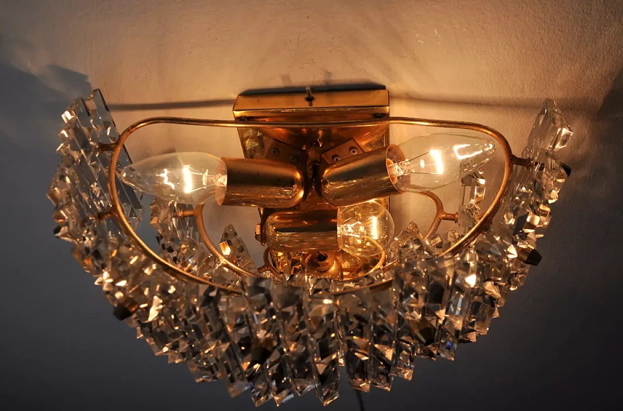 Applique Kinkeldey a 3 livelli in cristallo e metallo, anni '70 6