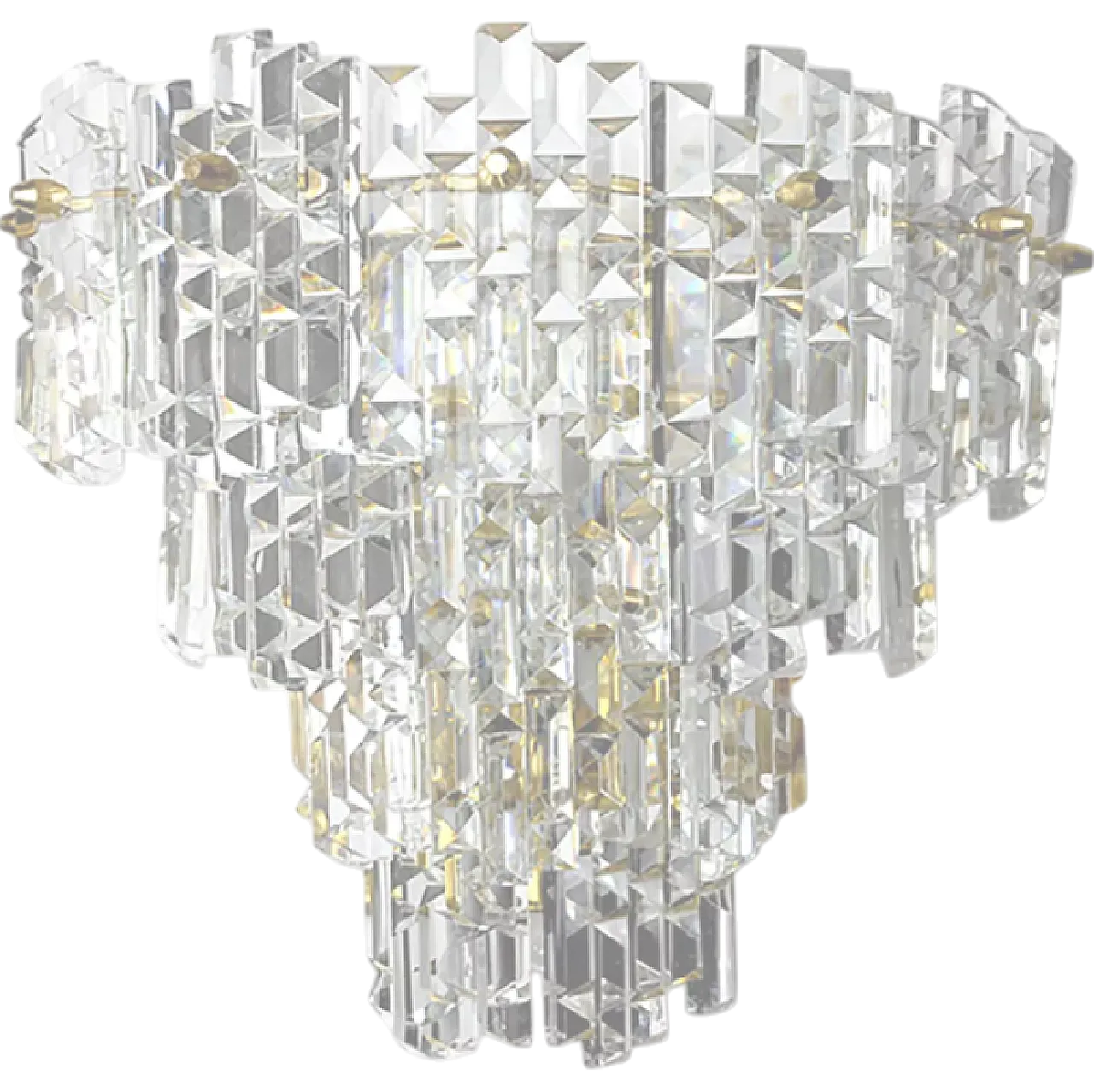 Applique Kinkeldey a 3 livelli in cristallo e metallo, anni '70 8