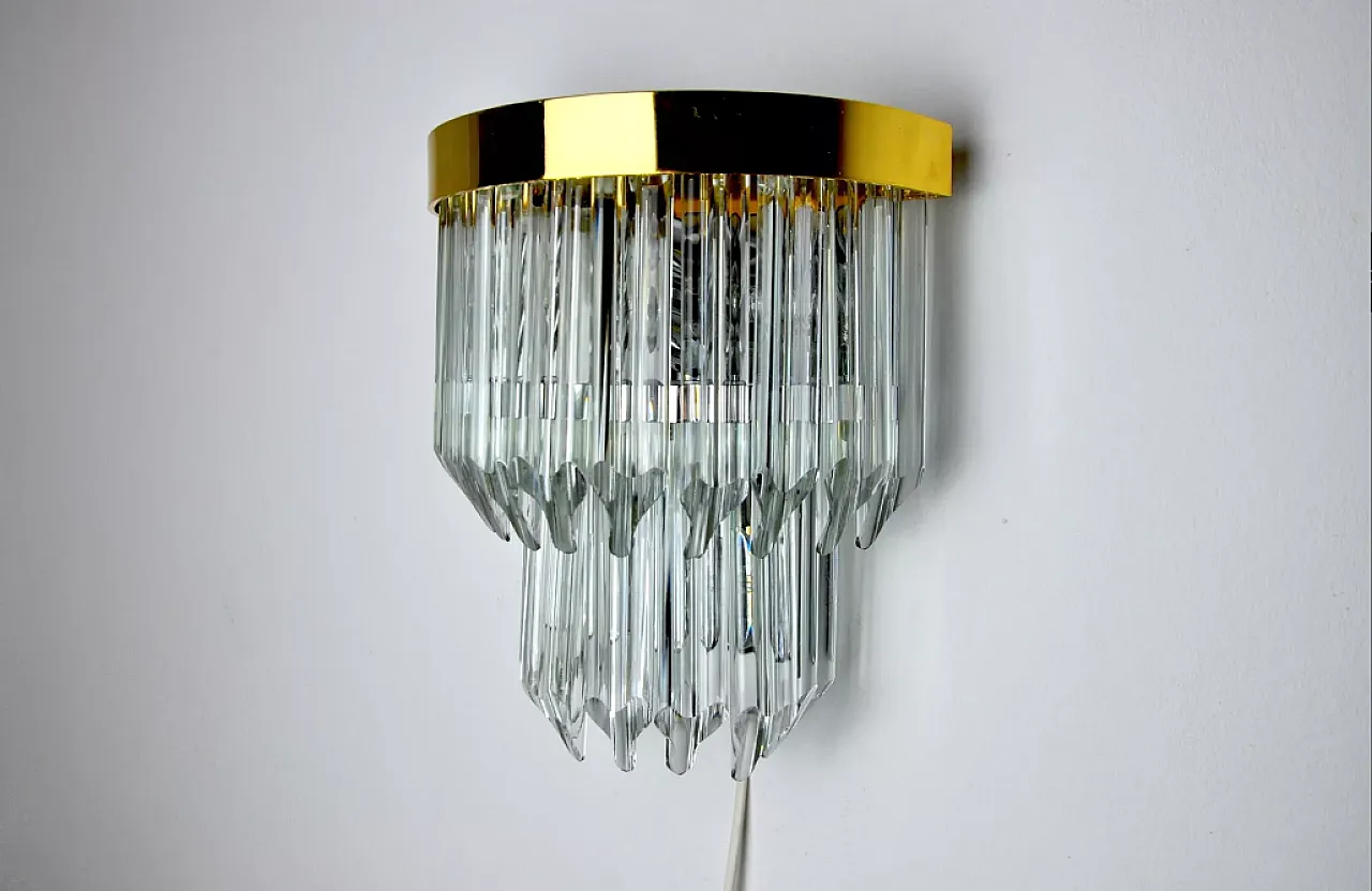 Lampada da parete Triedi in vetro di Murano, anni '70 2