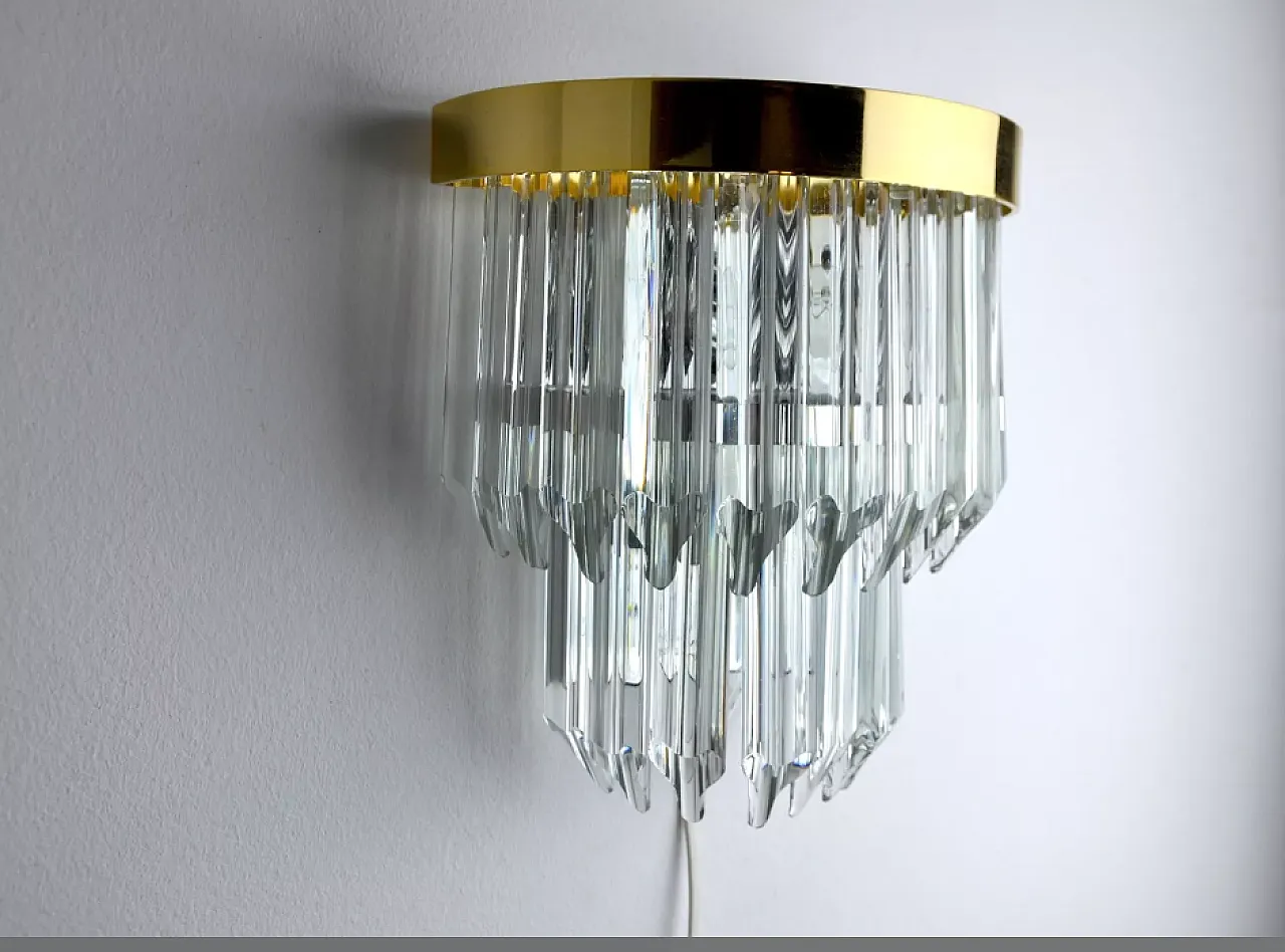 Lampada da parete Triedi in vetro di Murano, anni '70 3