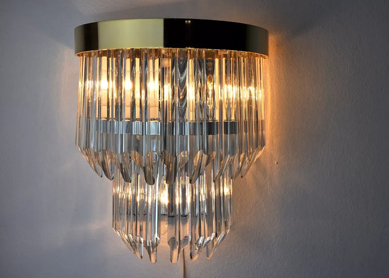 Lampada da parete Triedi in vetro di Murano, anni '70 5