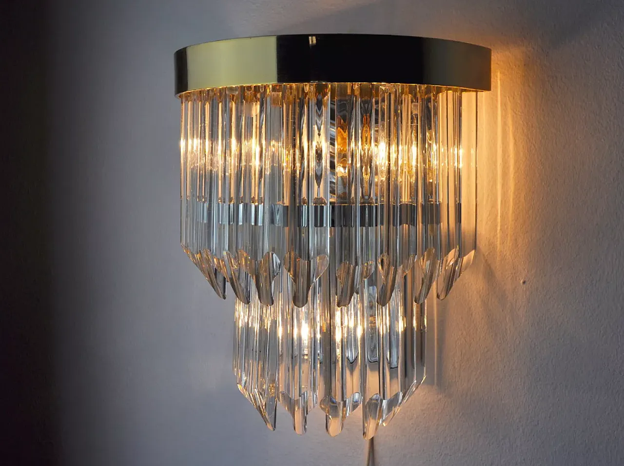 Lampada da parete Triedi in vetro di Murano, anni '70 6