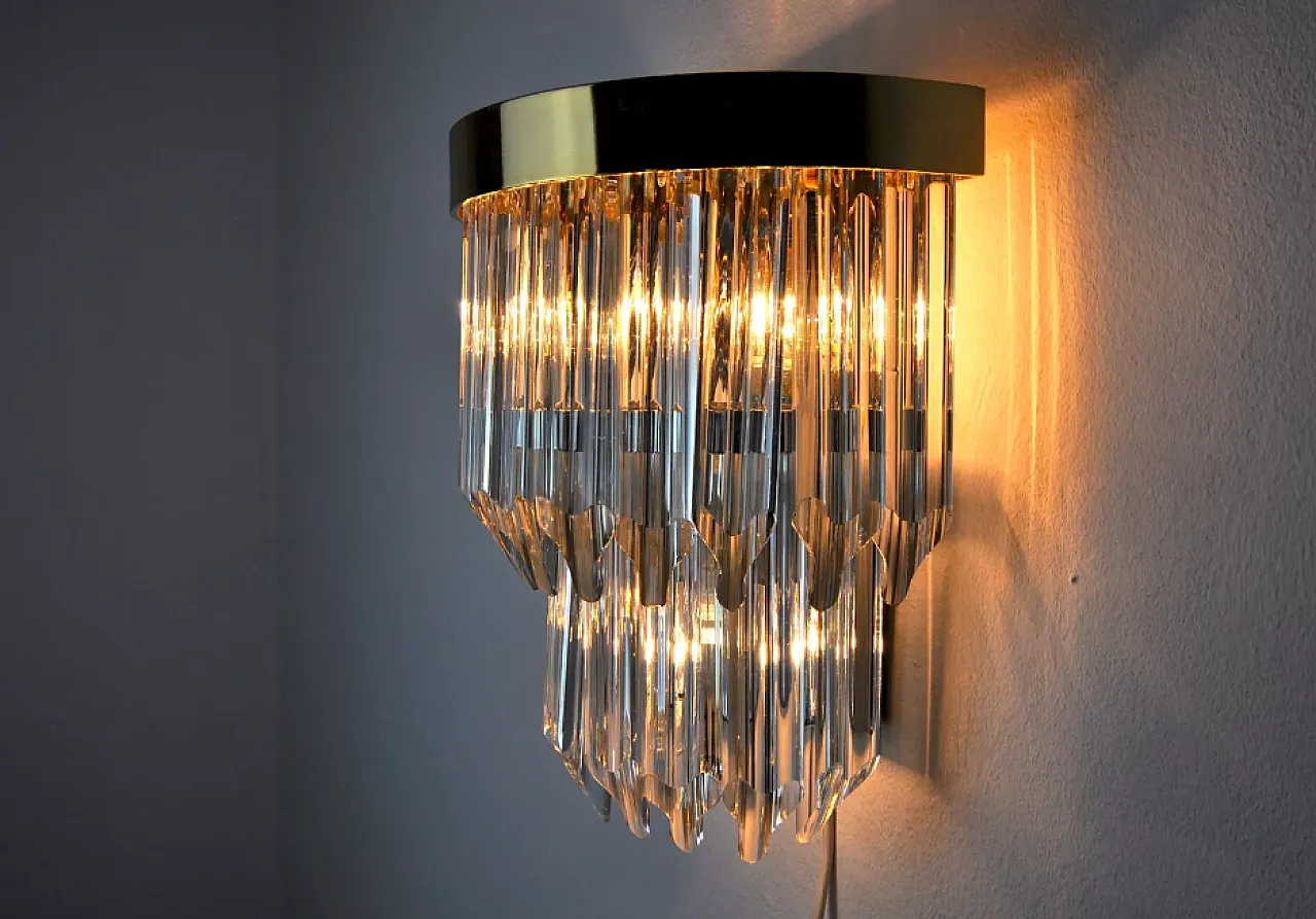 Lampada da parete Triedi in vetro di Murano, anni '70 7