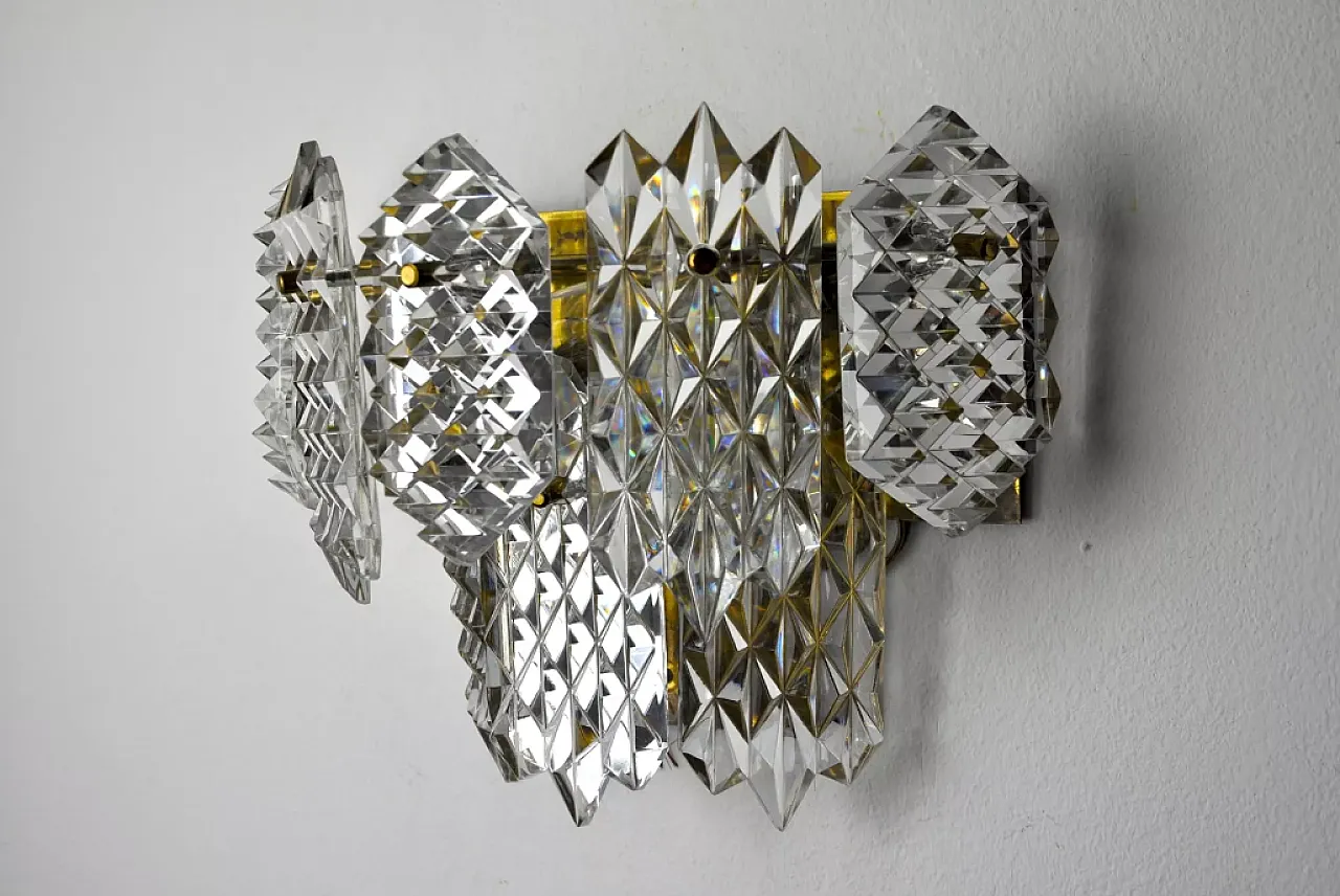 Kinkeldey 8-crystal wall lamp, 1970s 2