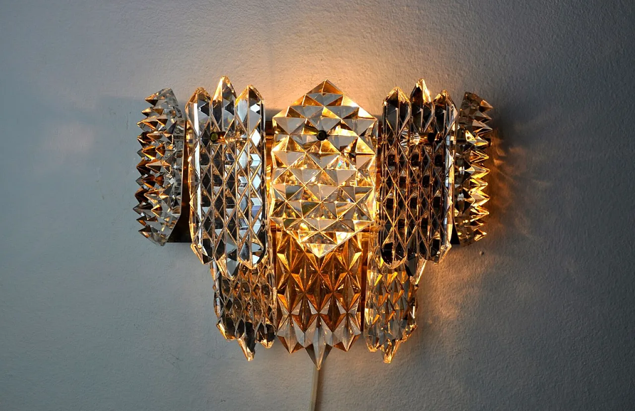 Kinkeldey 8-crystal wall lamp, 1970s 4