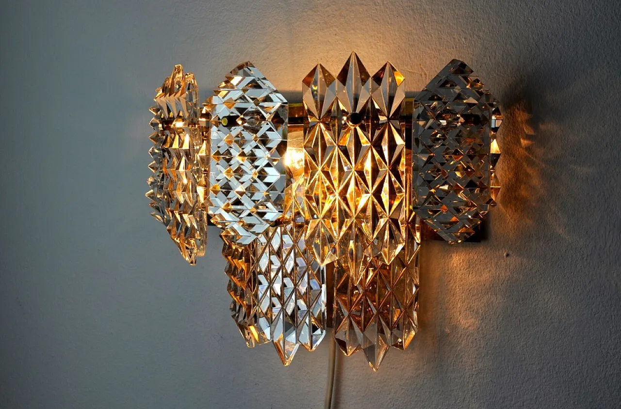 Kinkeldey 8-crystal wall lamp, 1970s 5
