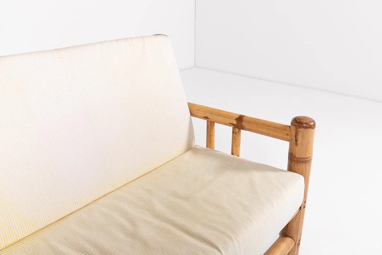 Italian bamboo and wicker bench, 1970s 11