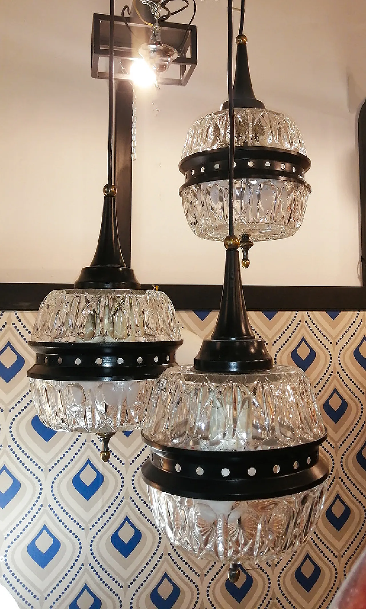 3 lamps chandelier, 50s 1