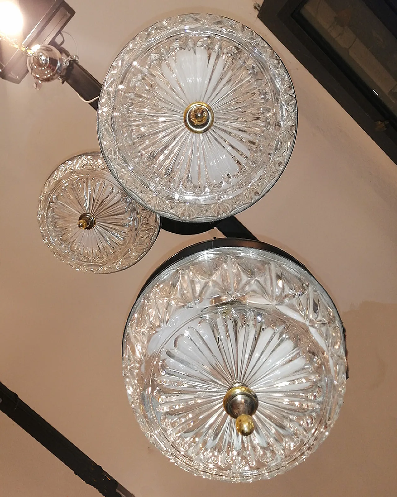 3 lamps chandelier, 50s 2