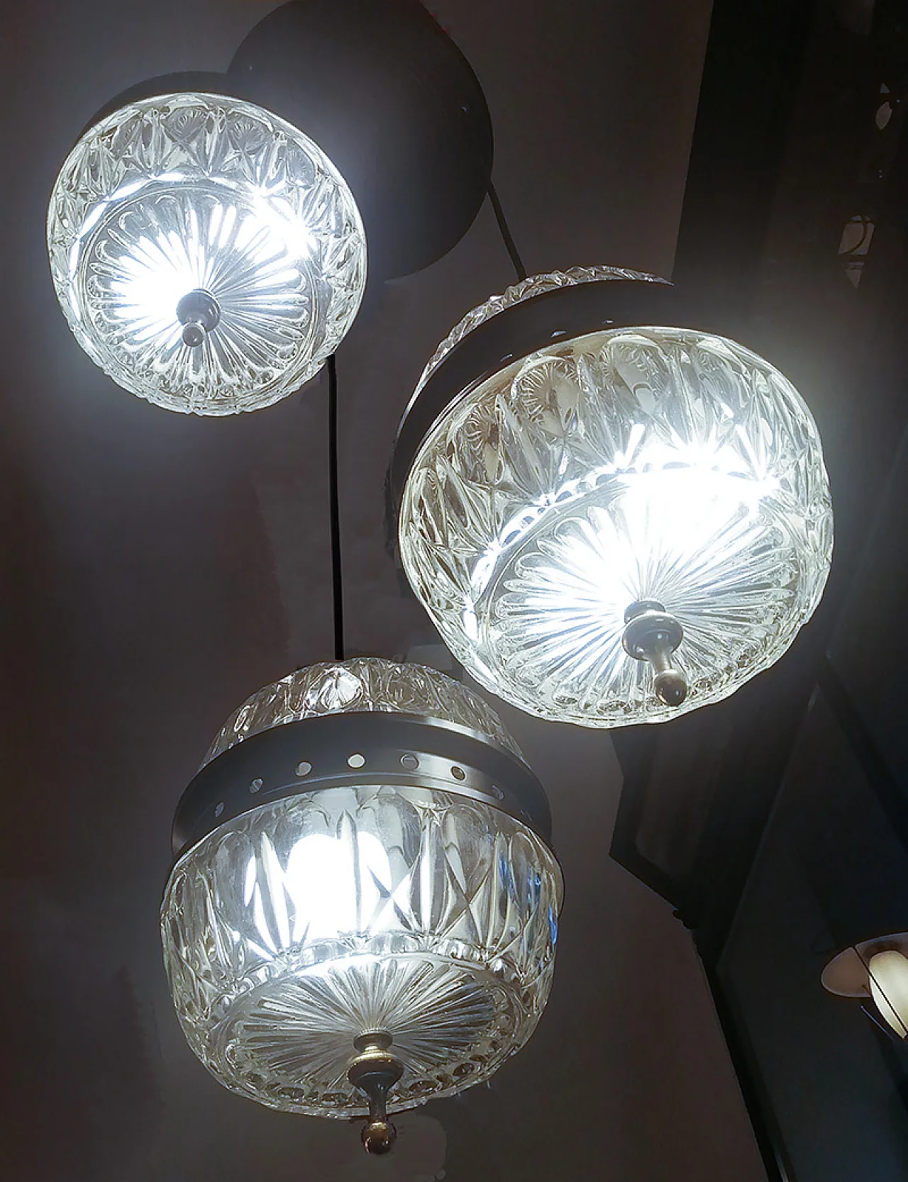 3 lamps chandelier, 50s 3