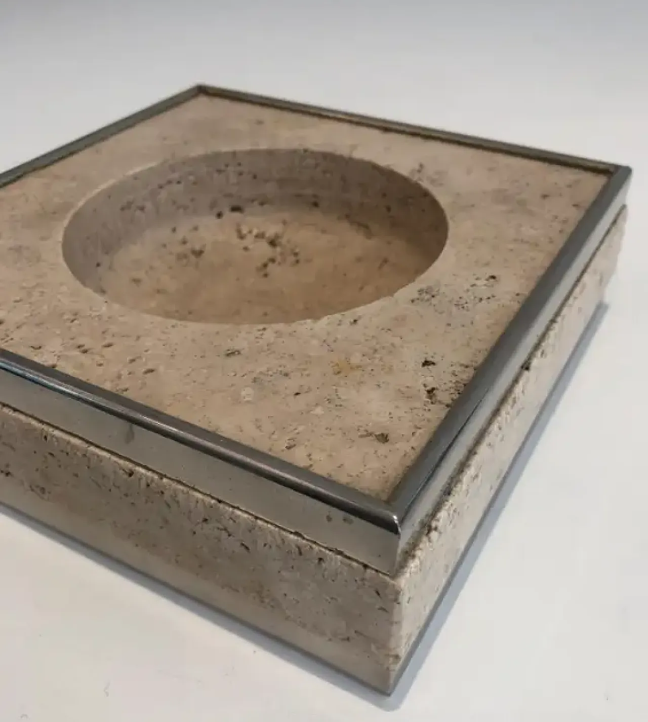 Videopoche in travertino e cromo nello stile di Willy Rizzo, anni '70 6