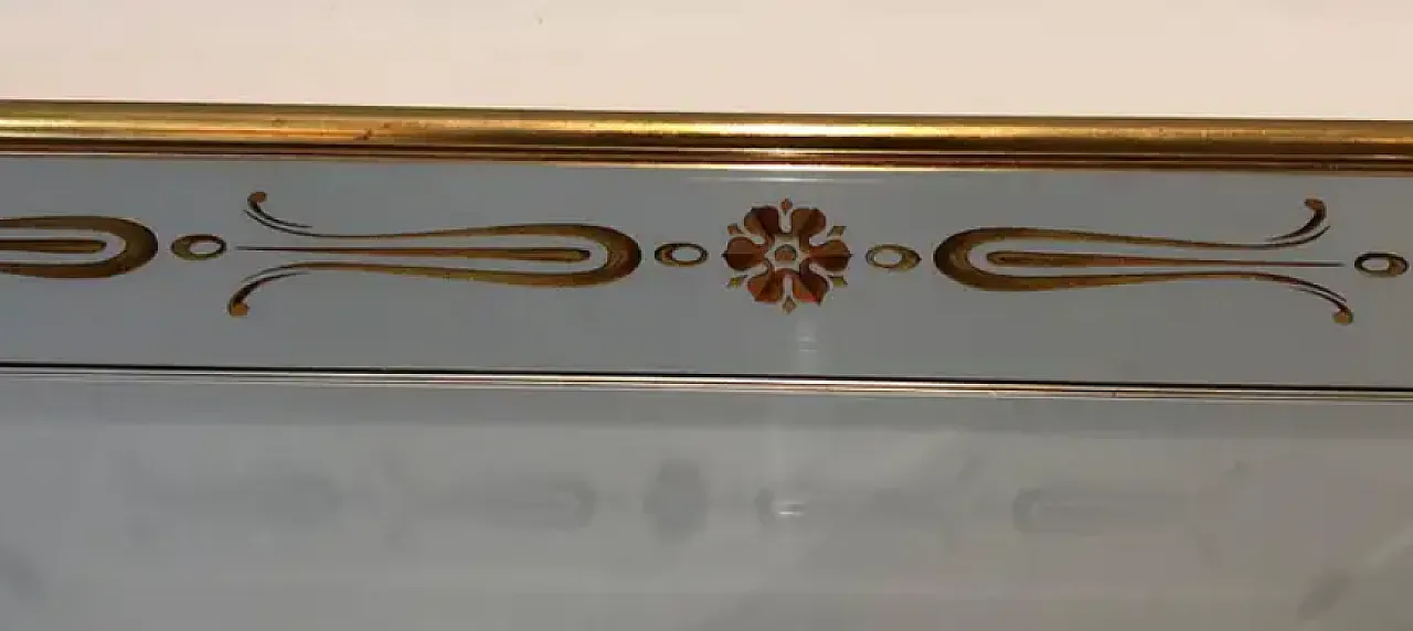 Specchio inciso con decorazioni in oro e rosso, anni '70 3