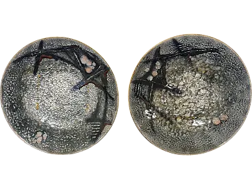 Pair of enamelled copper plates by Studio Del Campo, late 20th century