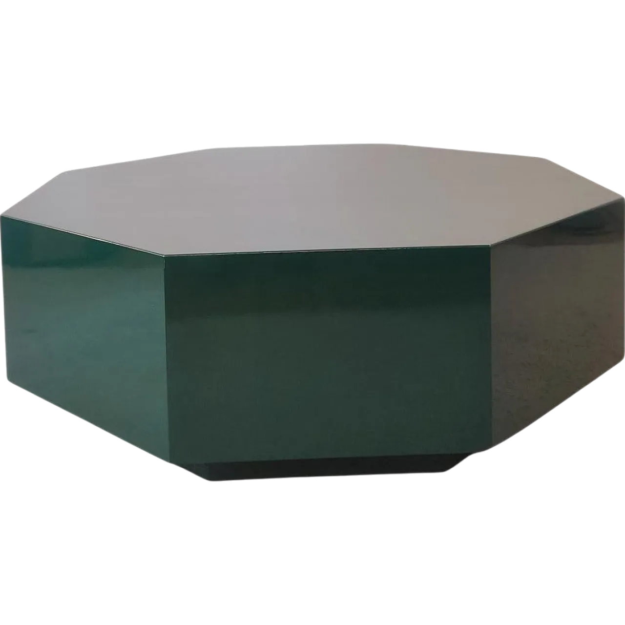 Tavolino ottagonale francese in legno laccato verde, anni '70 9