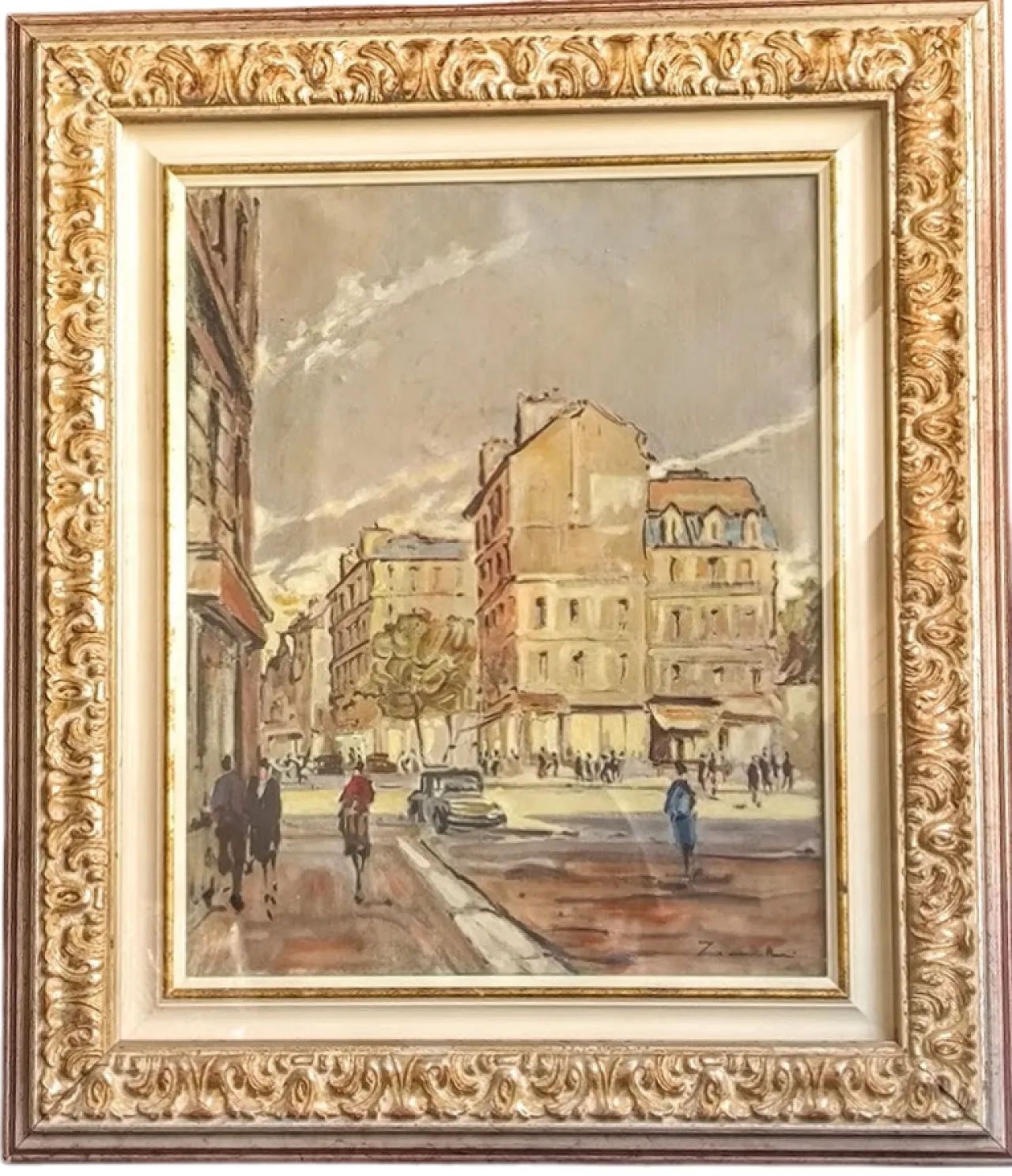 Painting "Urban landscape" Paris by Zamboni, oil on Canvas, 1960s 6