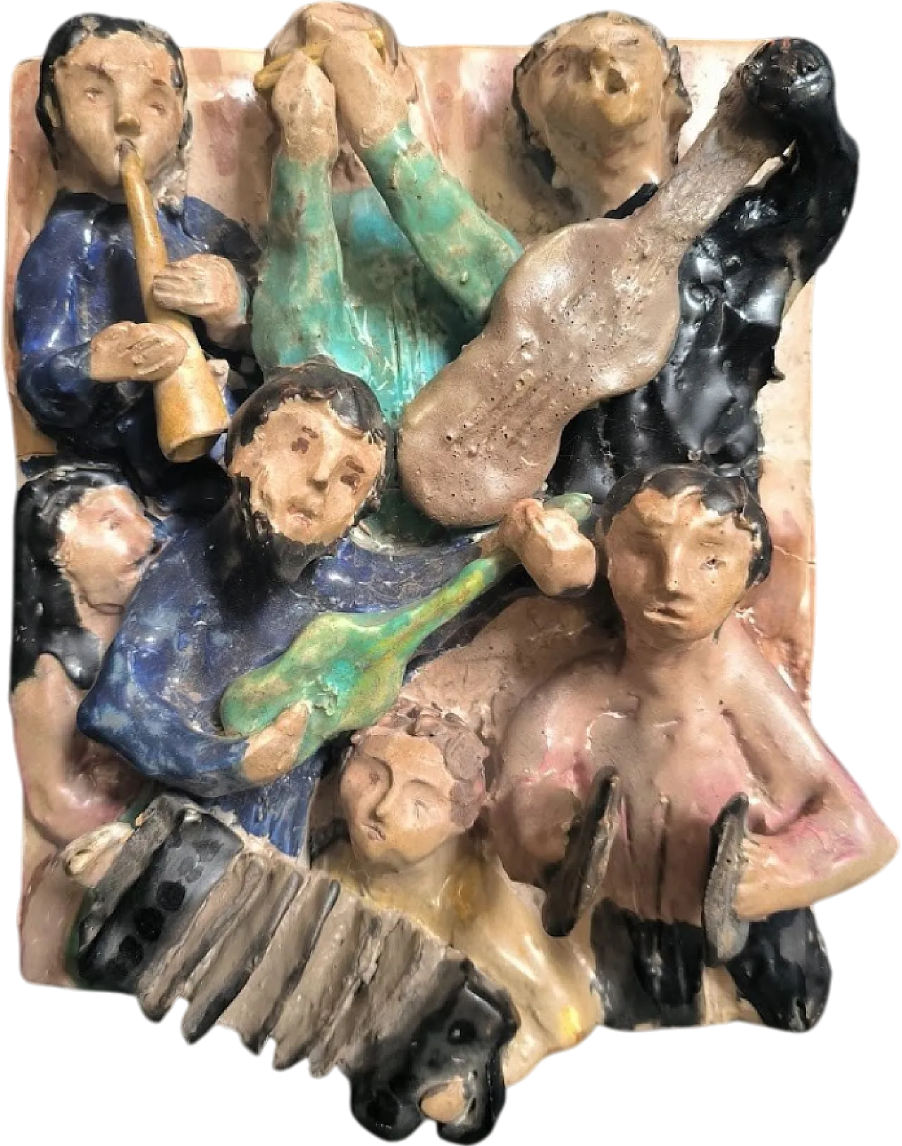 Sculpture "The jazzists" Italian artist ceramic, 60s 15