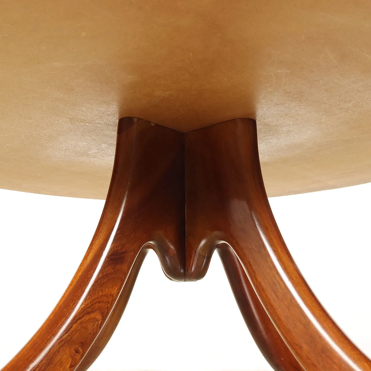 Tavolino in faggio tinto con piano in vetro retro trattato, anni '50 4