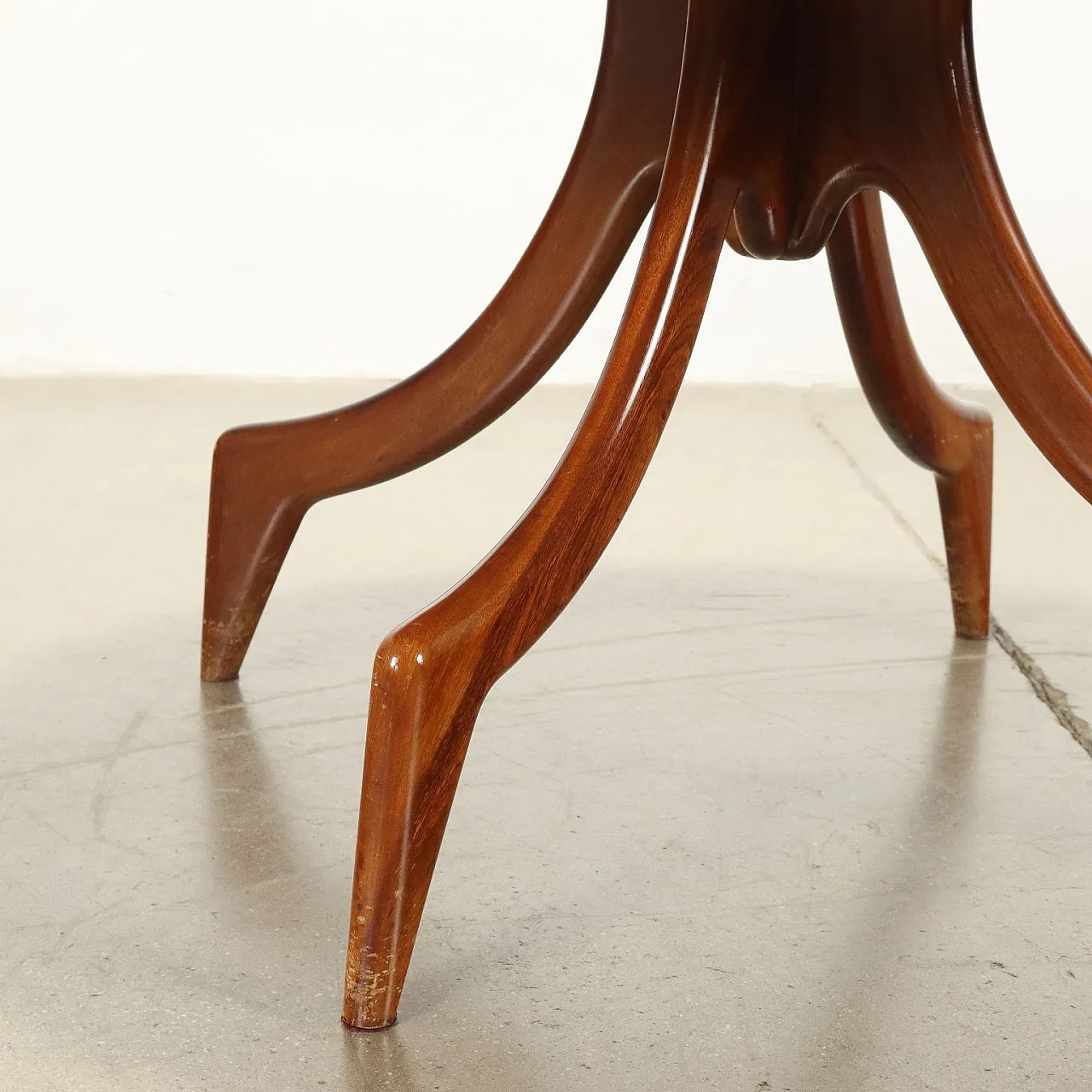 Tavolino in faggio tinto con piano in vetro retro trattato, anni '50 5