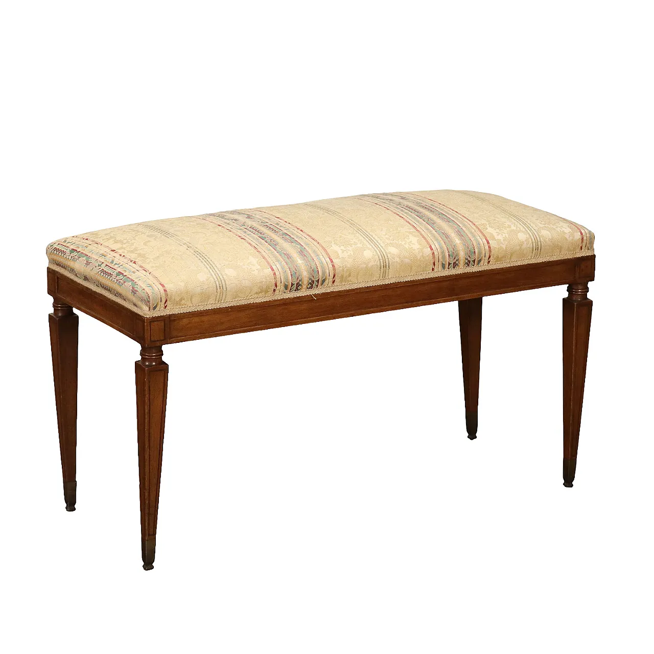 Panca in noce, ottone e tessuto 1