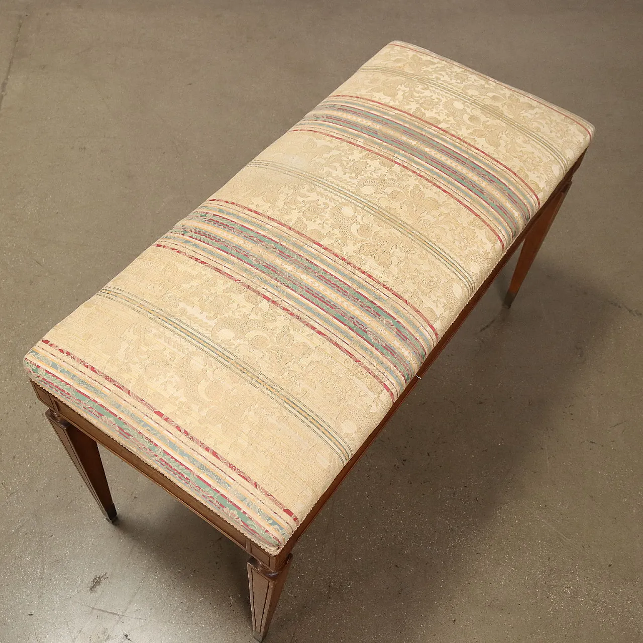 Panca in noce, ottone e tessuto 6