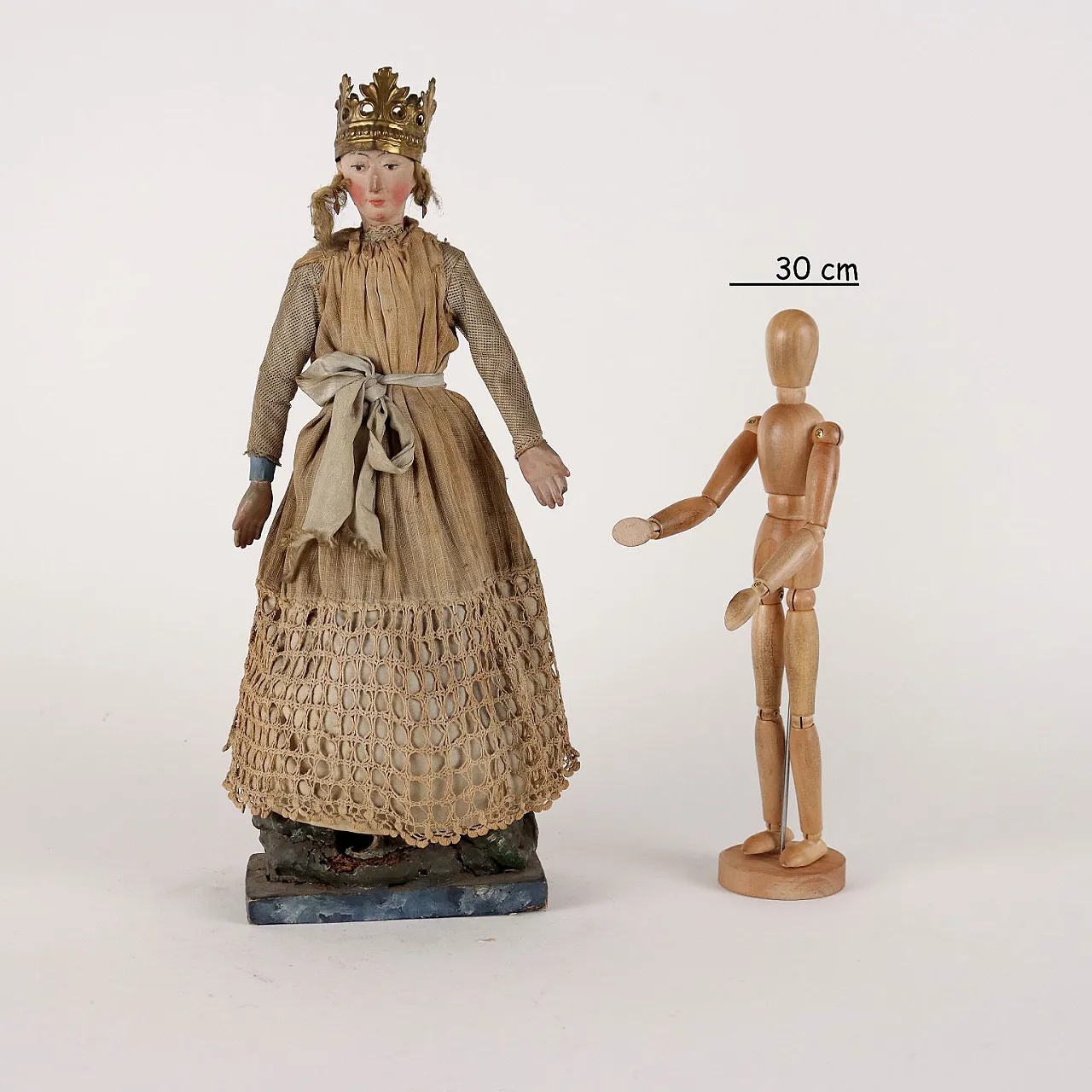 Wood, fabric and sheet metal princess sculpture, 19th century 2