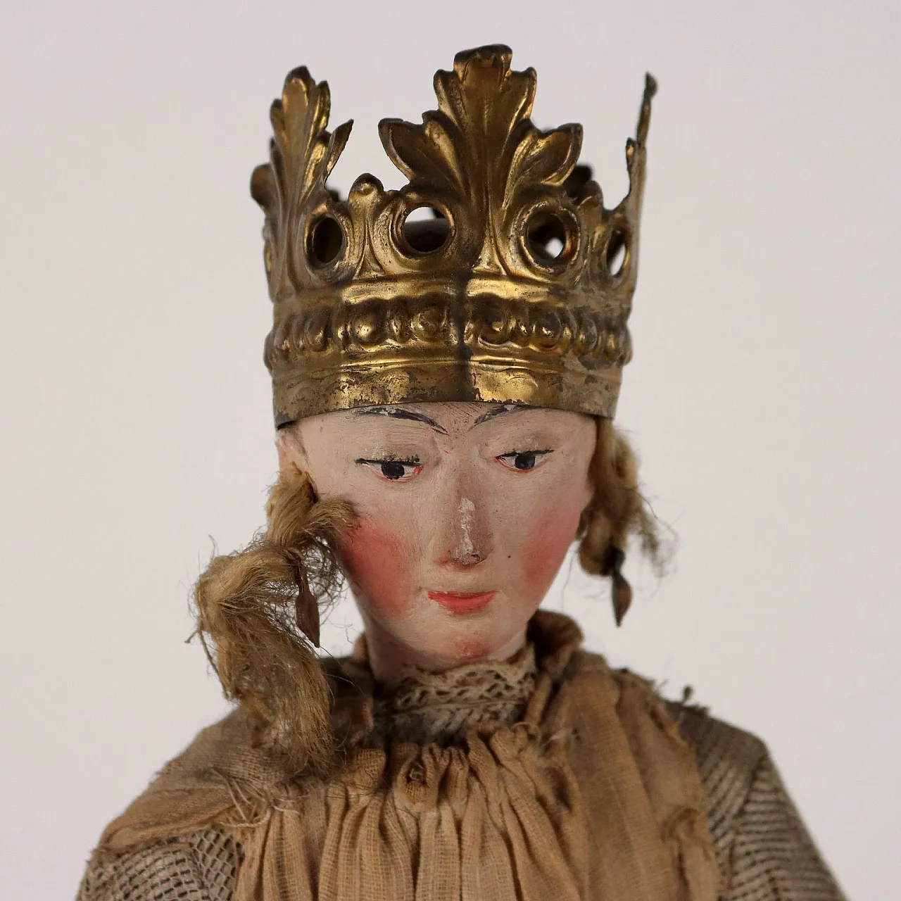 Wood, fabric and sheet metal princess sculpture, 19th century 3