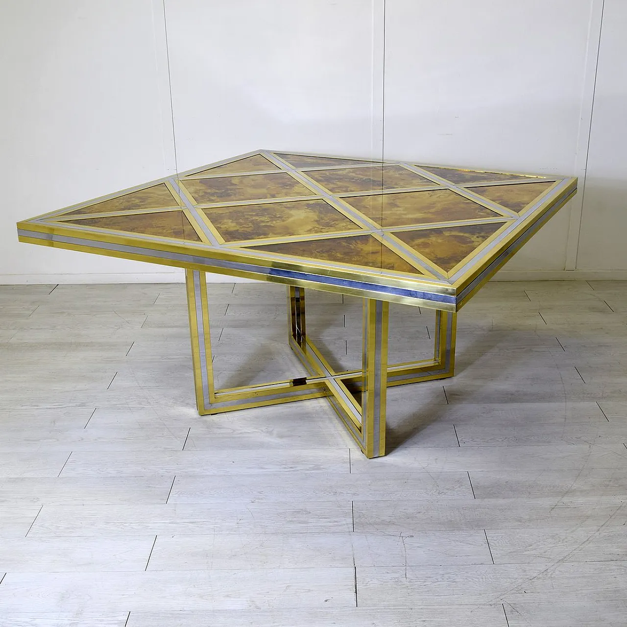 Gilt and nickel-plated brass table by Romeo Rega, 1970s 1