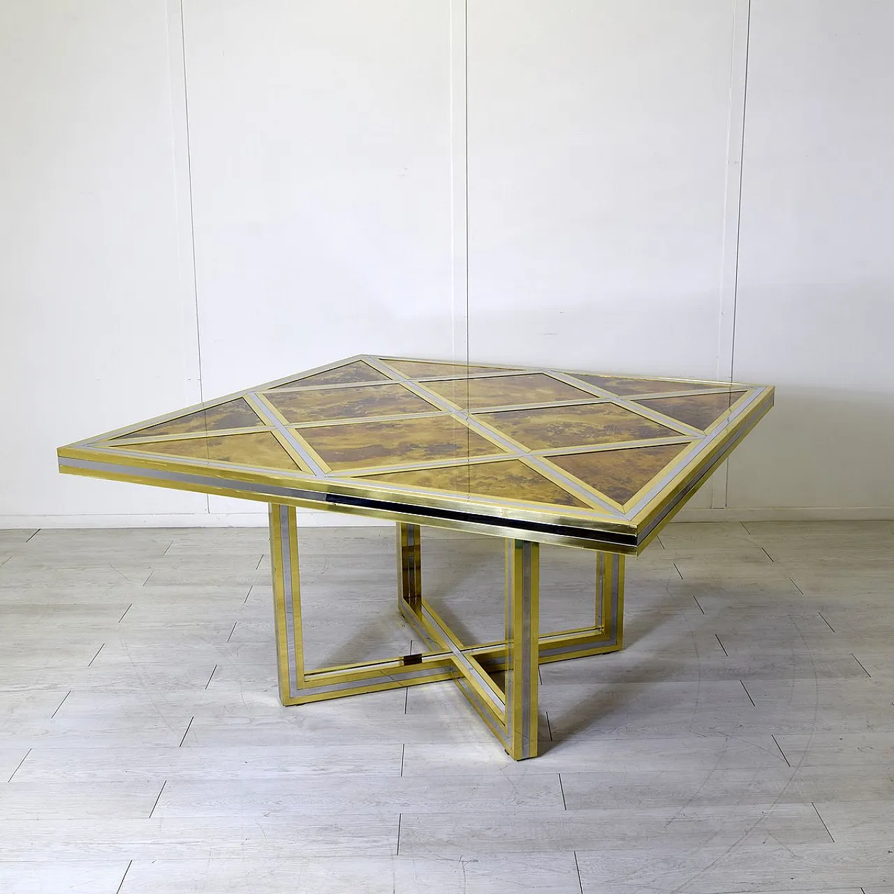 Gilt and nickel-plated brass table by Romeo Rega, 1970s 3