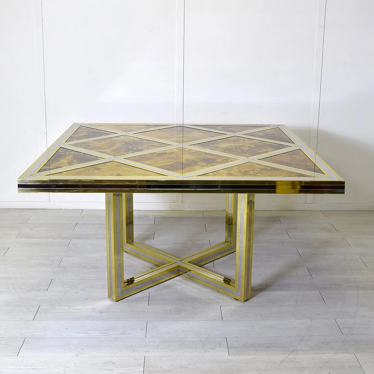 Gilt and nickel-plated brass table by Romeo Rega, 1970s 4