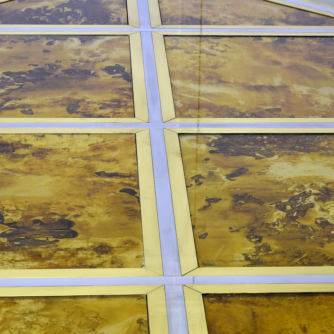 Gilt and nickel-plated brass table by Romeo Rega, 1970s 5