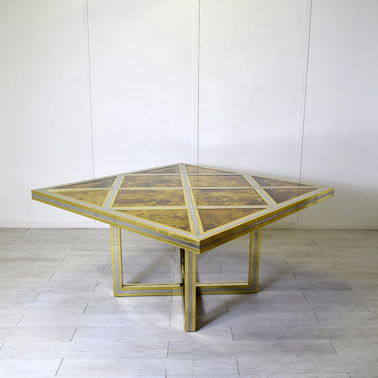 Gilt and nickel-plated brass table by Romeo Rega, 1970s 7