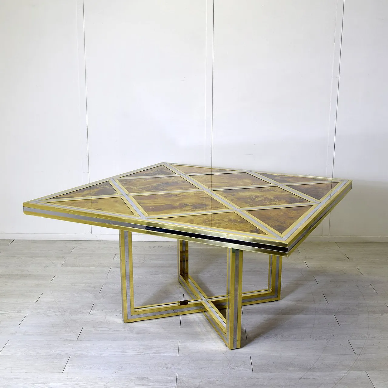 Gilt and nickel-plated brass table by Romeo Rega, 1970s 8