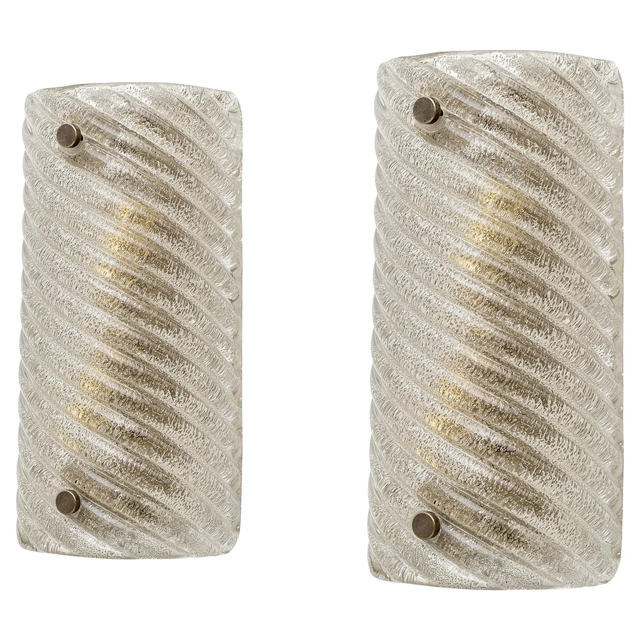 Pair of Murano glass lamps with smoked twist, 2000s 1