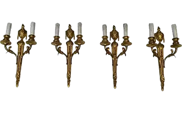 4 Lampade da parete in bronzo in stile Luigi XVI, anni '40
