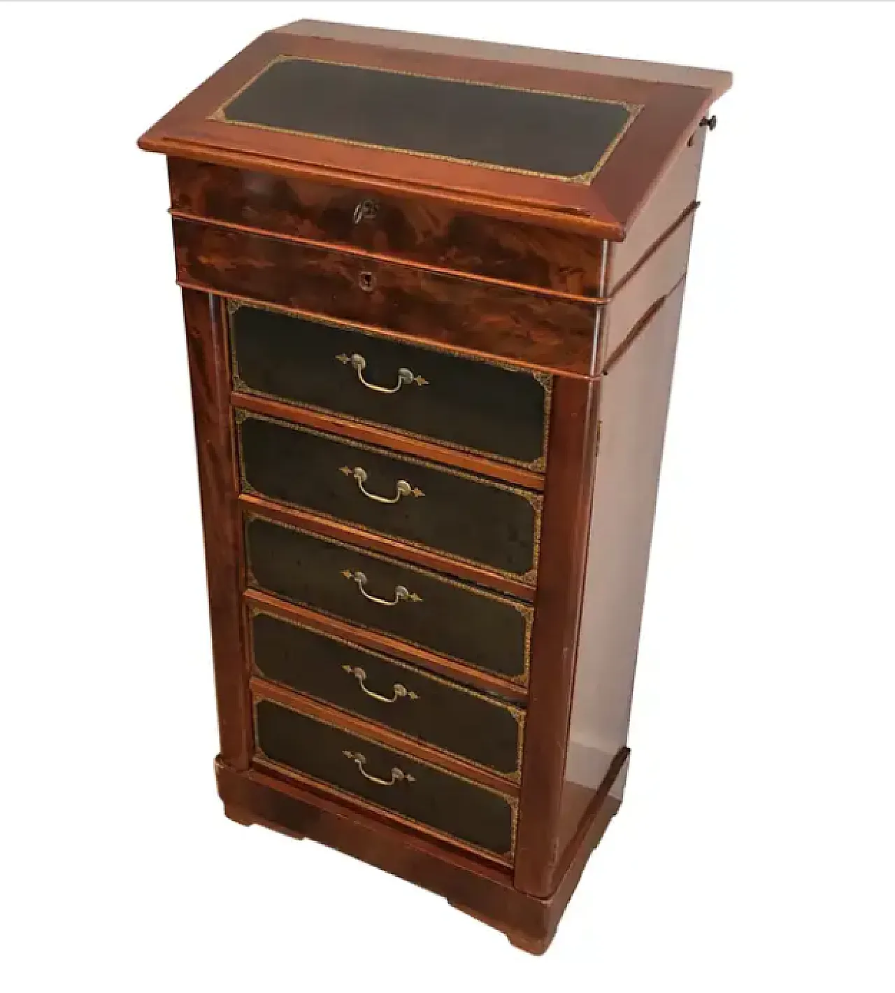 Mobili per notai in mogano e pelle, anni '50 1